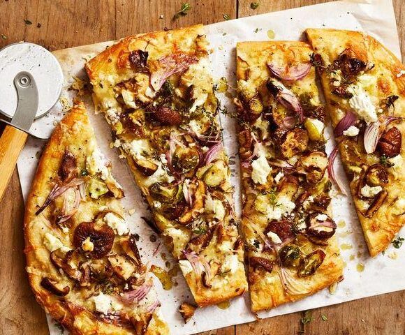 Mushroom and Brussels Sprouts Pizza